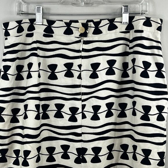 Louis Feraud Vintage Kite String Bow Pencil Skirt 16 Cream Black Linen blend - Picture 9 of 15